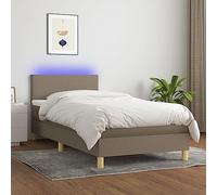QZZCED Cama Box Spring con Colchón de Muelles Ensacados y Luces LED RGB, Cabecero Ajustable en Altura, Tela Transpirable y Protector de Piel Suave, Incluye Manual de Montaje