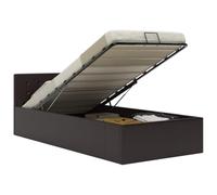 QZZCED Cama Canapé Hidráulica de Almacenaje sin Colchón Gris 100x200cm, Estructura de Cama Individual con Mecanismo de Elevación de Gas y Tapizado de Cuero Sintético, Diseño Moderno