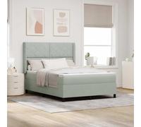 QZZCED Cama con Somier de Terciopelo y Colchón con Luces LED, Cabecero Ajustable Montado en Pared para Dormitorio Moderno, Sistema de Soporte Multizona y Tiras de Iluminación