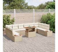 QZZCED Conjunto de Comedor de Jardín Poliratán con Configuración Modular y Almacenamiento Integrado para Terraza y Exteriores, Marco con Recubrimiento en Polvo y Resistencia UV