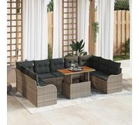 QZZCED Conjunto de Comedor Exterior Rectangular con Mesa y Sillas de Ratan Tejido a Mano, Resistente al Clima, para 10 Personas, Diseño Modular con Patas Ajustables para Jardín