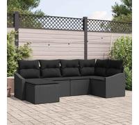 QZZCED Conjunto de Sofá Exterior Moderno para 6 Personas con Almacenamiento, Muebles de Jardín y Terraza en Poliratán Resistente a los UV y Acero Revestido, Configuración Modular