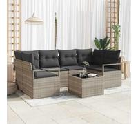 QZZCED Conjunto de Sofá Exterior Moderno Poli Ratán con Mesa de Cristal Templado y Patas de Acero para Jardín o Terraza, Muebles de Exterior Duraderos y Fácil Montaje