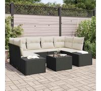 QZZCED Conjunto de Sofá Modular de Jardín Poliratán con Mesa de Cristal, Muebles Exteriores Modernos para Terraza, 2 Asientos Esquina, 2 Centrales, Laterales, Estructura Acero