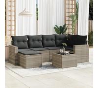 QZZCED Conjunto de Sofás de Jardín Modular con Mesa de Vidrio Templado y Cojines Desenfundables, Muebles de Exterior de Ratán PE con Almacenamiento Impermeable para Terraza o Patio