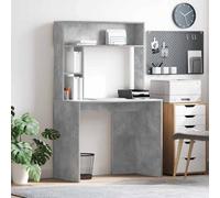 QZZCED Escritorio de Oficina Moderno Gris Hormigón 91 x 50 x 149 cm con Estantes de Madera Contraplacada Resistente para Espacio de Trabajo y Almacenamiento Organizado