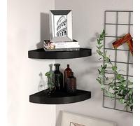 QZZCED Estante Flotante de Esquina 2 uds MDF Negro Estante Flotante de Esquina para Libros y Decoración, Estante Exposición Muro Invisible 25x25x3,8 cm