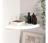 QZZCED Estante Flotante de Esquina MDF Blanco Brillo Estante Flotante de Esquina para Libros y Decoración, Estante Exposición Muro Invisible 35x35x3,8 cm