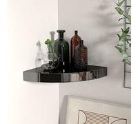QZZCED Estante Flotante de Esquina MDF Negro Brillo Estante Flotante de Esquina para Libros y Decoración, Estante Exposición Muro Invisible 25x25x3,8 cm