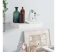 QZZCED Estante Flotante de Pared Blanco Brillante MDF 23x23,5x3,8 cm con Montaje Invisible para exhibición Decorativa - Estructura metálica Resistente y diseño Moderno