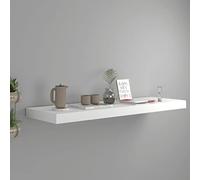 QZZCED Estante Flotante de Pared MDF Blanco 80x23,5x3,8 cm con Montaje Invisible para Exhibición Decorativa y Organización de Elementos como Libros y Adornos, Estructura Metálica