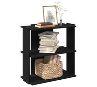 QZZCED Estantería de 3 Niveles en Madera de Ingeniería Negro 60x30x80 cm, Estantería de Almacenamiento y Organización para Libros, Decoración y Elementos del Hogar con Superficie