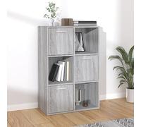QZZCED Estantería de Almacenamiento Moderna Sonoma 60x29,5x90 cm en Gris, Mueble con 3 Compartimentos y 3 Puertas, Organizador Resistente de Madera contrachapada, fácil Limpieza,