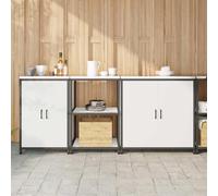 QZZCED Estantería de Cocina Industrial 3 Piezas Blanco 210 x 50 x 92 cm con Estantes Metálicos y Puertas de Bisagra, Mueble de Almacenamiento Robusto para Organización, Gabinete