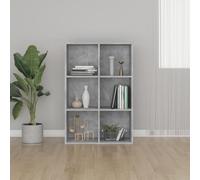QZZCED Estantería de Madera Contrachapada 6 Compartimentos Gris Hormigón 66x30x98 cm, Aparador Versátil para Libros y Multimedia, Mueble Decorativo Robusto con Amplio Espacio