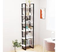 QZZCED Estantería de Madera Contrachapada Blanca 60x30x210 cm, Estante de Almacenamiento Versátil para Sala de Estar, Cocina, Sótano, Almacén o Taller, Estructura Metálica Duradera