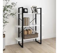 QZZCED Estantería de Madera Contrachapada Blanca 80x30x105 cm con 3 Estantes, Mueble de Almacenamiento Robusto y Moderno para Libros y Decoración, Estructura Metálica Durable