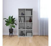 QZZCED Estantería de Madera Contrachapada Gris 66x30x130 cm con 8 Compartimentos, Aparador Versátil para Libros y Multimedia, Mueble de Almacenamiento Robusto y Fácil de Montar