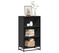 QZZCED Estantería de Madera de Ingeniería Negra 60x35x107,5 cm con 3 Estantes Espaciosos, Estructura Metálica Industrial y Parte Superior Resistente para Almacenamiento Organizado,