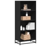 QZZCED Estantería de Madera de Ingeniería Negra 60x35x139 cm, Estructura Metálica Industrial con Amplio Espacio de Almacenamiento para Libros, Revistas y DVD, Estable y Resistente