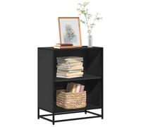 QZZCED Estantería de Madera de Ingeniería Negra 60x35x76 cm con Estructura Metálica Industrial y Amplio Espacio de Almacenaje para Libros, Estantería Librería Moderna con Estantes