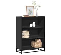 QZZCED Estantería de Madera de Ingeniería Negra 80,5x35x107,5 cm con 3 Estantes Espaciosos, Estructura Metálica Industrial y Almacenamiento Versátil para Libros, Revistas, DVD