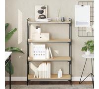 QZZCED Estantería de Madera Industrial con Estructura Metálica y Patas Ajustables, Librería Decorativa y Práctica para Organizar Libros, Revistas y Objetos del Hogar