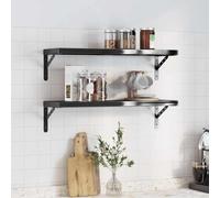 QZZCED Estantería de pared 2 unidades estantería de pasillo multifuncional para cocina 75 x 23,5 x 3 cm negro acero inoxidable