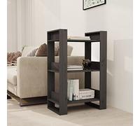 QZZCED Estantería Divisor de Ambientes de Madera de Pino Gris 60x35x91 cm, Estructura Robusta y Estable con Amplio Espacio de Almacenamiento para Libros y Objetos Decorativos,