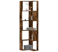 QZZCED Estantería Esquinera de 5 Niveles en Madera de Roble Ahumado 50x50x179 cm, Estantería de Esquina para Organización y Almacenamiento, Librería Esquinera con Diseño Elegante