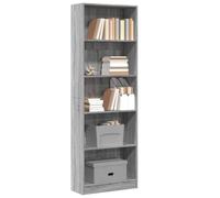 QZZCED Estantería gris Sonoma versátil para libros, estantería de oficina para salón, 60 x 24 x 176 cm, material de madera