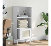 QZZCED Estantería SENJA de Madera de Pino Sólido con Acabado UV y Puerta de Ratán Sintético, Librería Decorativa para Organizar Libros y Objetos Diarios, Estructura Amplia