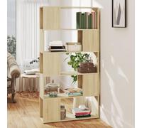 QZZCED Estantería Separador de Ambientes Contrachapada Roble Sonoma 80x24x155 cm con 5 Compartimentos Espaciosos, Mueble Librería Versátil para Organizar Libros, Revistas, DVD