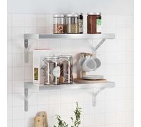 QZZCED Estantes de pared 2 unidades. Estantería colgante para dormitorio, salón, 50 x 23,5 x 3 cm, acero inoxidable plateado