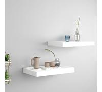 QZZCED Estantes flotantes de Pared 2 uds MDF Blanco 40x23x3,8 cm con Sistema de Montaje Invisible para exhibición Decorativa, Soporte Estructural metálico y diseño Moderno