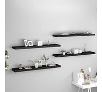 QZZCED Estantes flotantes de Pared 4 uds MDF Negro 120x23,5x3,8cm con Sistema de Montaje Invisible, Soporte Estructural metálico y diseño Decorativo para exhibición de Libros