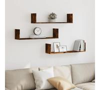 QZZCED Estantes Pared 3 uds Madera ingeniería Roble Ahumado Estantes Flotantes de Pared: Estilo y Almacenamiento para tu Hogar 80x18x18cm