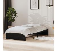 QZZCED Estructura de Cama Individual de Madera Maciza Negra 90x190 cm sin Colchón, Base Estable con Listones Robusta para Dormitorio Moderno y Espacios Pequeños