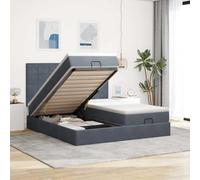 QZZCED Estructura de Cama Otomana con Colchones de Muelles Ensacados, Terciopelo Gris Oscuro, Base con Almacenamiento y Mecanismo Hidráulico, Cubrecolchón Transpirable, Diseño