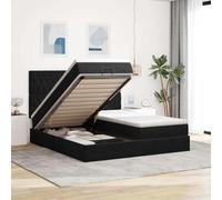 QZZCED Estructura de Cama Otomana con Colchones de Muelles Ensacados y Cubrecolchón, Terciopelo Negro 200x200 cm, Base con Almacenamiento y Mecanismo Hidráulico, Diseño de Dos Camas
