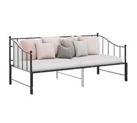 QZZCED Estructura de Sofá Cama Extraíble sin Colchón, Metal Negro 90x200 cm, Marco Resistente para Espacios Pequeños, Barandilla Lateral de Seguridad, Mueble Multifuncional