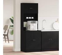 QZZCED Gabinete de Cocina Moderno con Estante Roble Negro 60 x 50 x 180 cm, Armario Almacenamiento Funcional para Organizar Utensilios, Diseño Rectangular con Puertas y Pomo Mate,