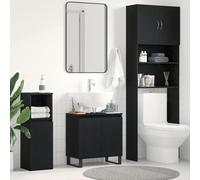 QZZCED Gabinete para Lavamanos con Puerta Roble Negro 58 x 33 x 60 cm - Mueble de Baño Minimalista con Almacenamiento Práctico y Diseño Rectangular Compacto para Espacios Pequeños,