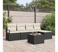 QZZCED Juego de 5 sofás de jardín con cojines de poliratán, color marrón