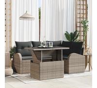 QZZCED Juego de 5 sofás de jardín con cojines gris de poliratán para exteriores