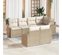 QZZCED Juego de 7 muebles de jardín con cojines beige de polirratán para jardín