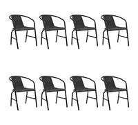 QZZCED Juego de 8 Sillas de Jardín Apilables con Estructura de Acero y Ratán Plástico, Sillas de Exterior Resistentes hasta 110 kg por Asiento, Ideales para Comer o Relajarse al