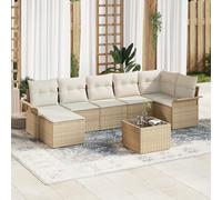 QZZCED Juego de 8 sofás de jardín con cojines, color marrón, polirratán, muebles de exterior, balcón, sofá para balcones