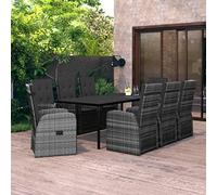 QZZCED Juego de 9 muebles de jardín con cojines, color gris