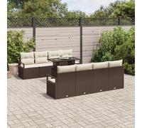 QZZCED Juego de 9 muebles de jardín con cojines marrón de poliratán para exteriores